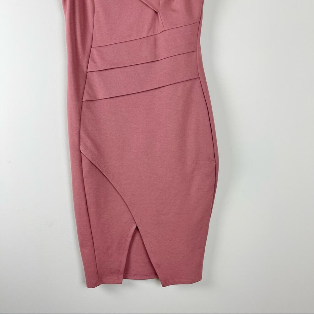 Fashion Nova mauve pink bandage bodycon stretchy slit midi dress medium - Picture 4 of 9